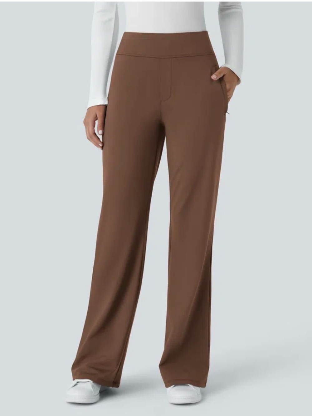 Halara Flex DayStretch Mid Rise Work Flare Pants Brown Size M